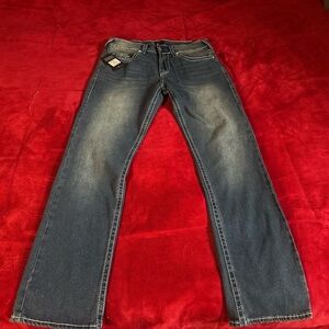 True Religion Men's Straight Jeans in Dark Blue Wash